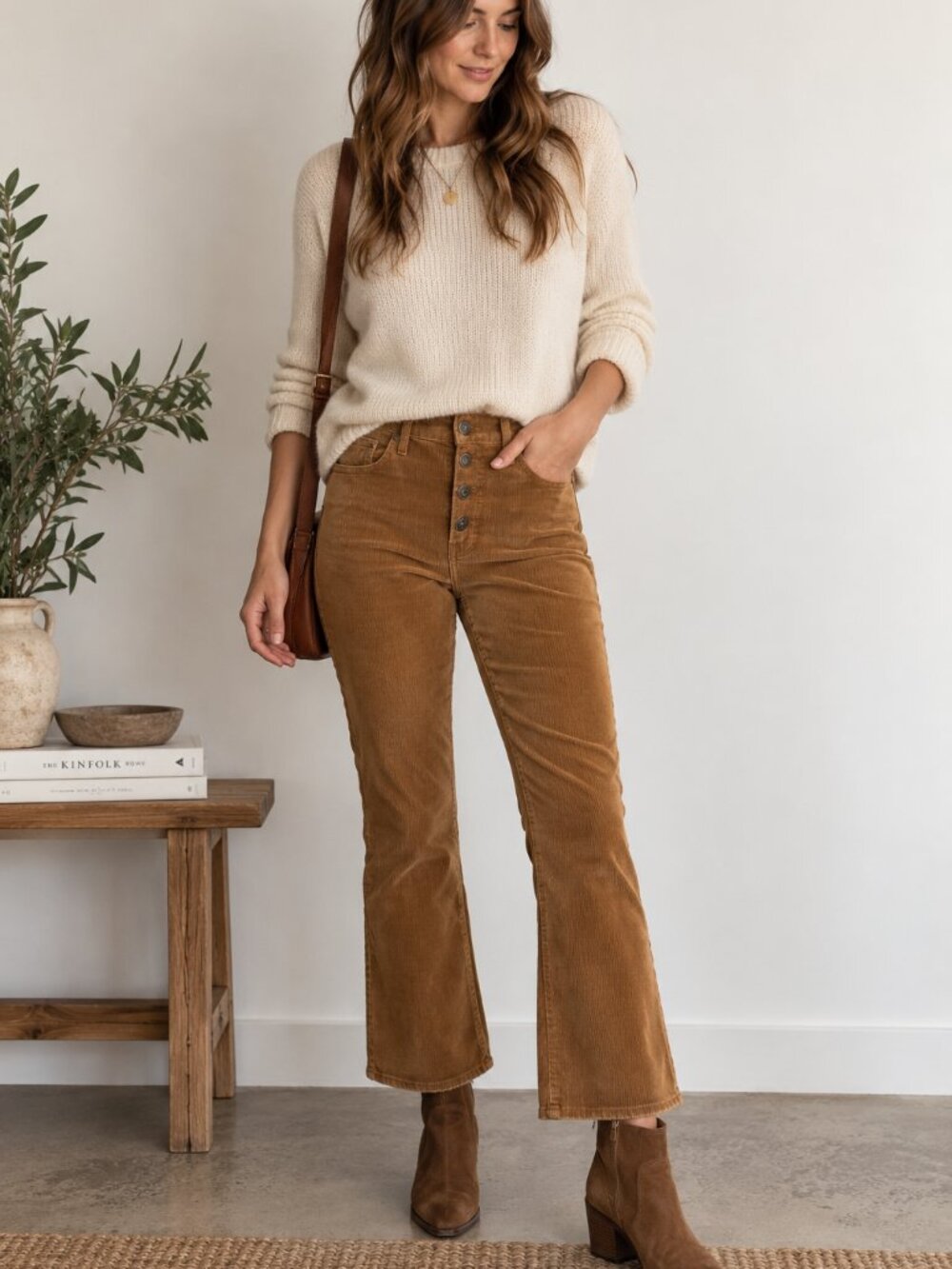 Madewell Cali Demi-Boot Corduroy Pants Brown Button Fly Size 27